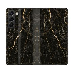 Housse Cuir Portefeuille Pour Samsung Galaxy S22 Texture Marbre Noir