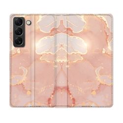 Housse Cuir Portefeuille Pour Samsung Galaxy S22 Texture Marbre Rose