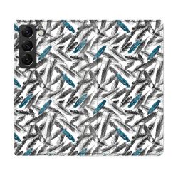 Housse Cuir Portefeuille Pour Samsung Galaxy S22 Texture Plume Canard