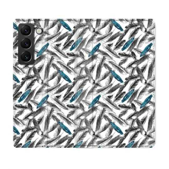 Housse Cuir Portefeuille Pour Samsung Galaxy S22 Texture Plume Canard