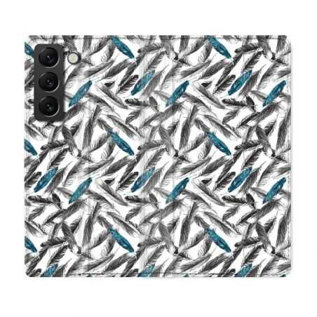 Housse Cuir Portefeuille Pour Samsung Galaxy S22 Texture Plume Canard