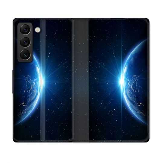 Housse Cuir Portefeuille Pour Samsung Galaxy S22 Univers Planete Terre