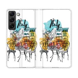 Housse Cuir Portefeuille Pour Samsung Galaxy S22 Voyage Italie Vintage