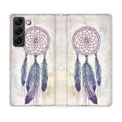 Housse Cuir Portefeuille Pour Samsung Galaxy S22 Zen Attrape Reve Blanc