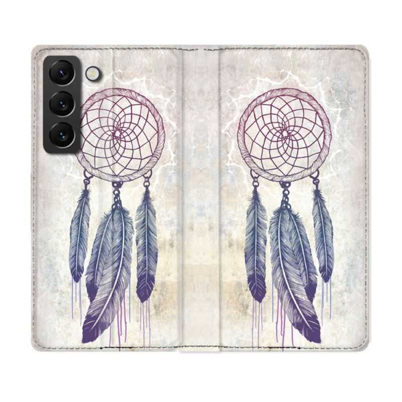 Housse Cuir Portefeuille Pour Samsung Galaxy S22 Zen Attrape Reve Blanc