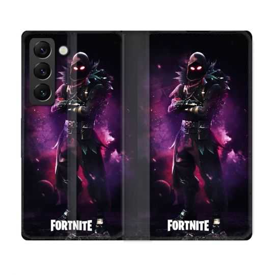 Housse Cuir Portefeuille Pour Samsung Galaxy S22 Fortnite Raven