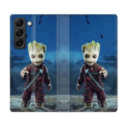 Housse Cuir Portefeuille Pour Samsung Galaxy S22 Groot Bleu