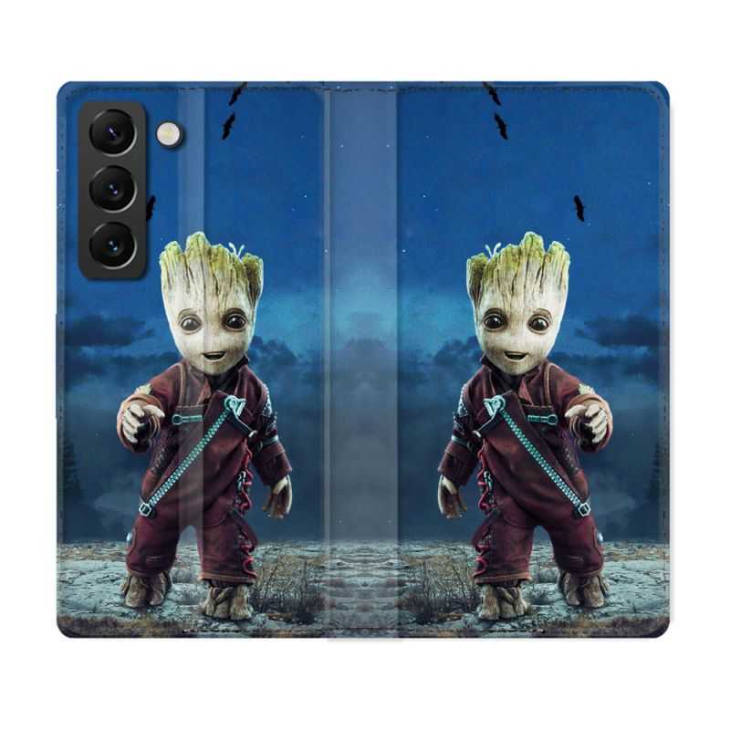Housse Cuir Portefeuille Pour Samsung Galaxy S22 Groot Bleu