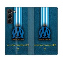Housse Cuir Portefeuille Pour Samsung Galaxy S22 Olympique Marseille OM Bande