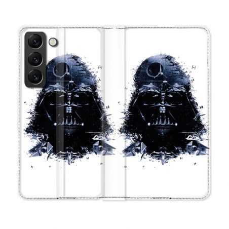 Housse Cuir Portefeuille Pour Samsung Galaxy S22 Star Wars - Dark Vador Blanc