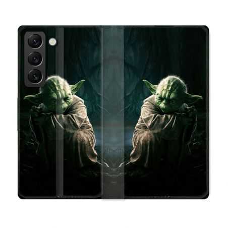 Housse Cuir Portefeuille Pour Samsung Galaxy S22 Star Wars - Yoda sombre