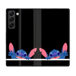 Housse Cuir Portefeuille Pour Samsung Galaxy S22 Stitch Noir