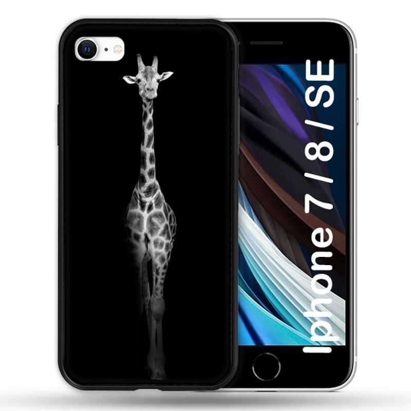 Coque Pour Iphone 7 / 8 / SE (2020 / 2022) Animal Girafe Noire