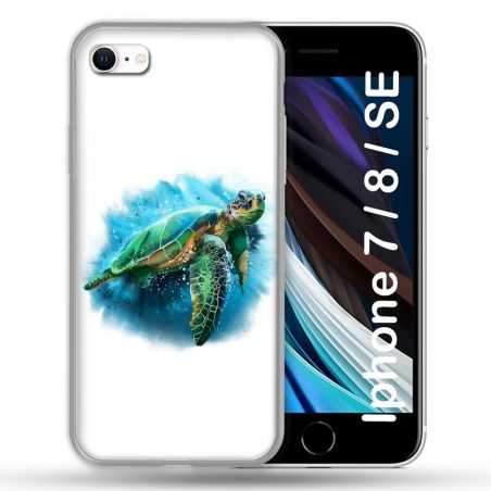 Coque Pour Iphone 7 / 8 / SE (2020 / 2022) Animal Tortue Blanche multicolore