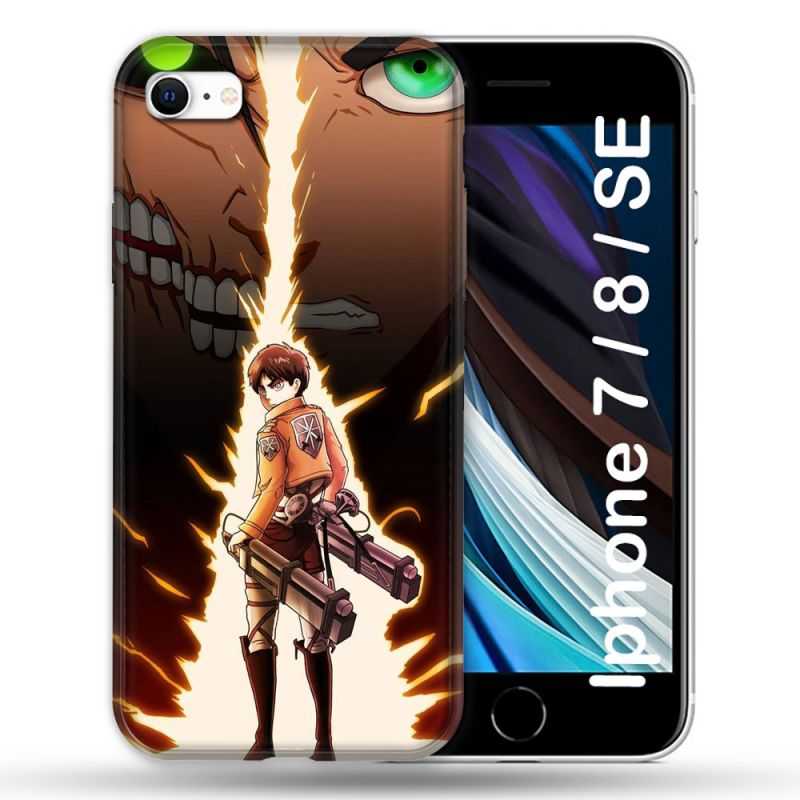 Coque Pour Iphone 7 / 8 / SE (2020 / 2022) Manga Attaque Titans Eren Eclair