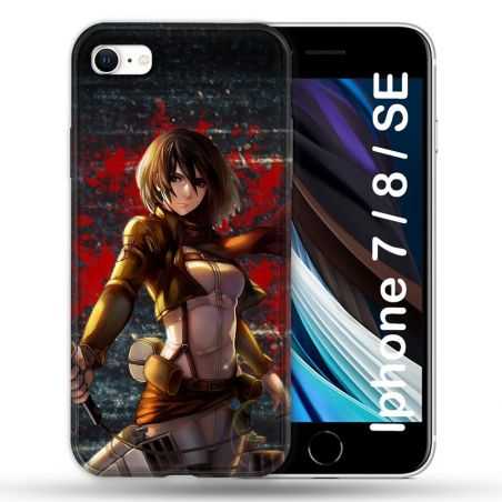 Coque Pour Iphone 7 / 8 / SE (2020 / 2022) Manga Attaque Titans Mikasa