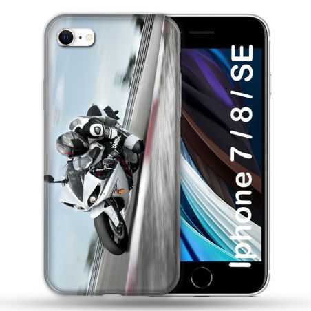 Coque Pour Iphone 7 / 8 / SE (2020 / 2022) Moto Course GP Blanche