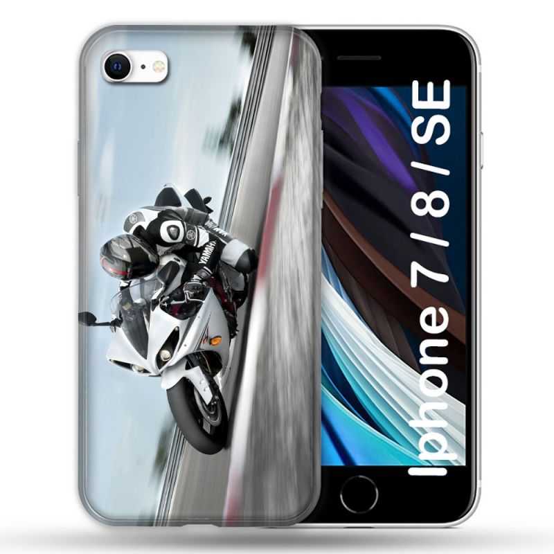Coque Pour Iphone 7 / 8 / SE (2020 / 2022) Moto Course GP Blanche