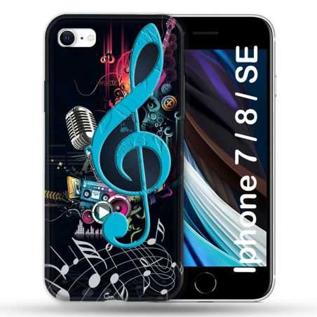 Coque Pour Iphone 7 / 8 / SE (2020 / 2022) Musique Cle Sol Bleu