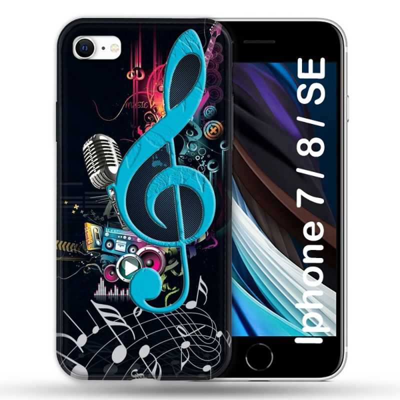 Coque Pour Iphone 7 / 8 / SE (2020 / 2022) Musique Cle Sol Bleu