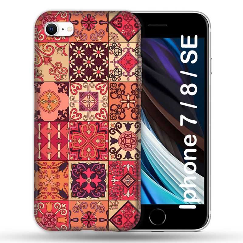 Coque Pour Iphone 7 / 8 / SE (2020 / 2022) Texture Carreau Ciment Rouge