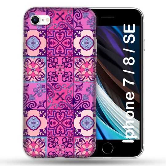 Coque Pour Iphone 7 / 8 / SE (2020 / 2022) Texture Carreau Ciment Violet