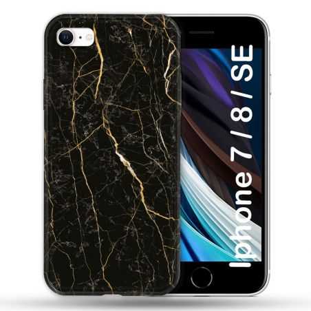 Coque Pour Iphone 7 / 8 / SE (2020 / 2022) Texture Marbre Noir