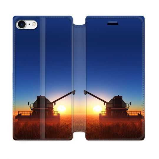 Housse Cuir Portefeuille Pour Iphone 7 / 8 / SE (2020 / 2022) Agriculture Moissonneuse Soleil