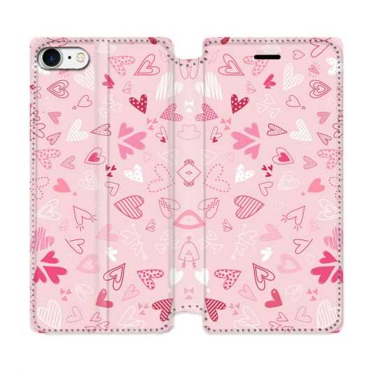 Housse Cuir Portefeuille Pour Iphone 7 / 8 / SE (2020 / 2022) Amour Ptis Coeurs