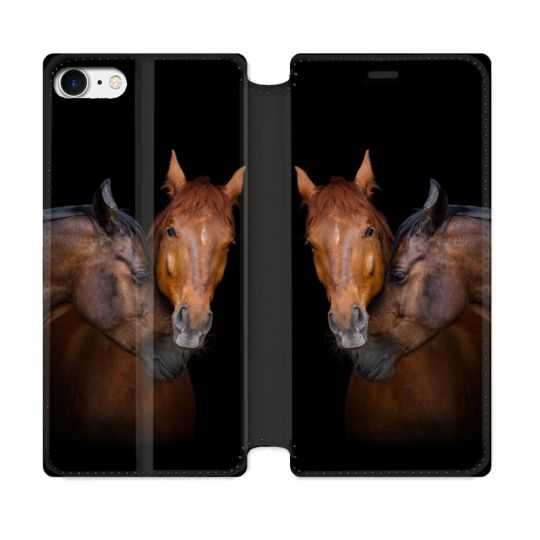 Housse Cuir Portefeuille Pour Iphone 7 / 8 / SE (2020 / 2022) Animal Cheval Marron