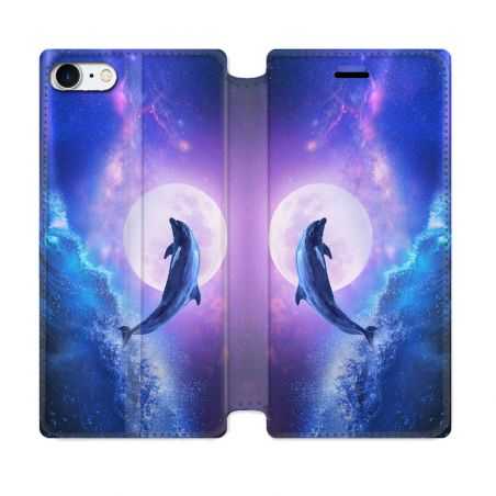 Housse Cuir Portefeuille Pour Iphone 7 / 8 / SE (2020 / 2022) Animal Dauphin Vague
