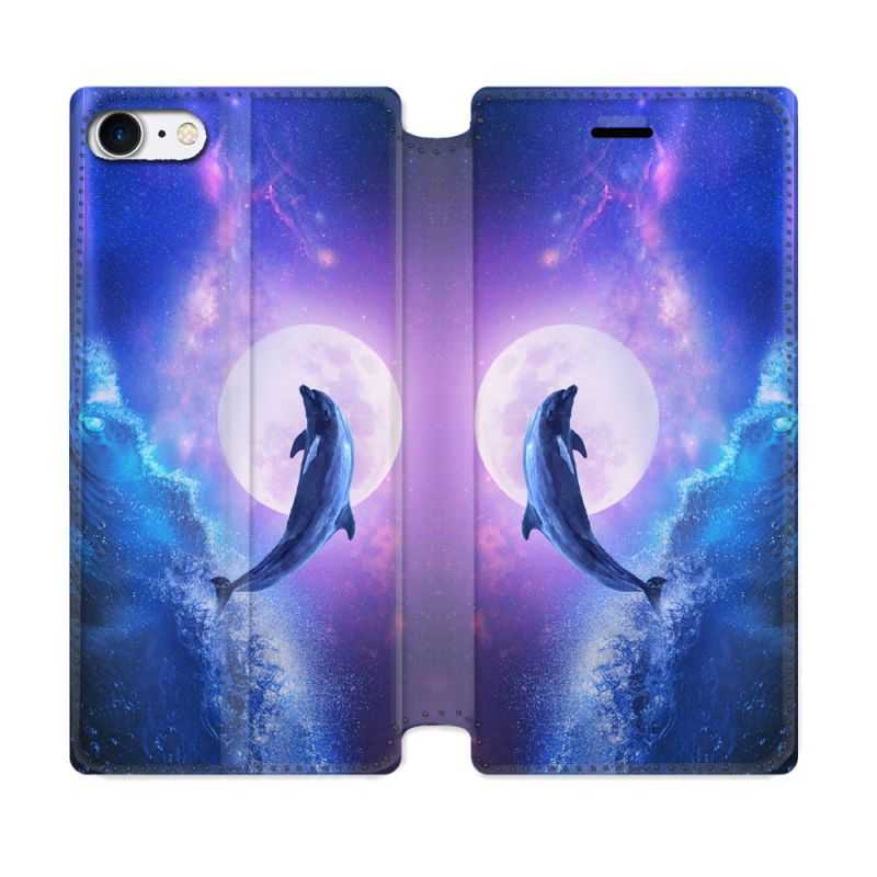 Housse Cuir Portefeuille Pour Iphone 7 / 8 / SE (2020 / 2022) Animal Dauphin Vague