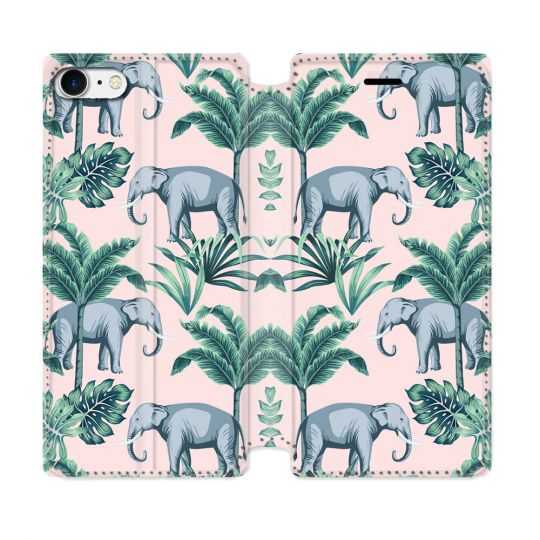 Housse Cuir Portefeuille Pour Iphone 7 / 8 / SE (2020 / 2022) Animal Elephant Pattern