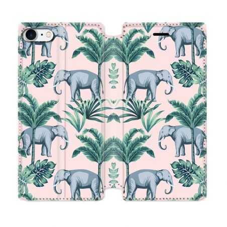 Housse Cuir Portefeuille Pour Iphone 7 / 8 / SE (2020 / 2022) Animal Elephant Pattern