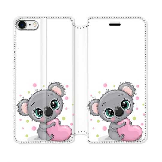 Housse Cuir Portefeuille Pour Iphone 7 / 8 / SE (2020 / 2022) Animal Koala Cœur