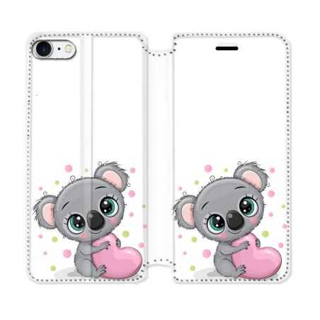 Housse Cuir Portefeuille Pour Iphone 7 / 8 / SE (2020 / 2022) Animal Koala Cœur