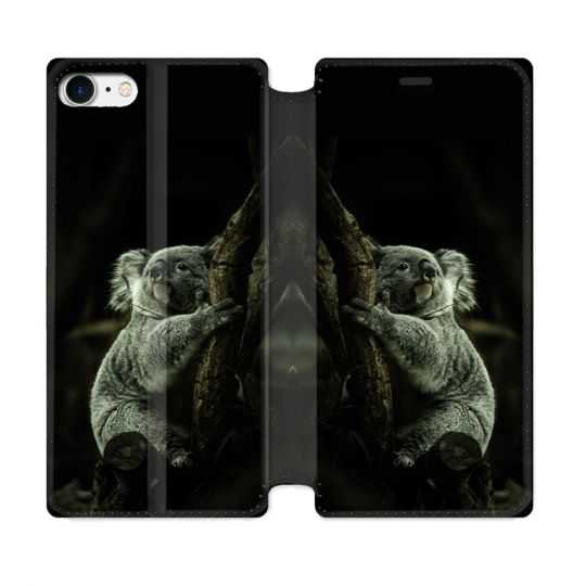 Housse Cuir Portefeuille Pour Iphone 7 / 8 / SE (2020 / 2022) Animal Koala Noir