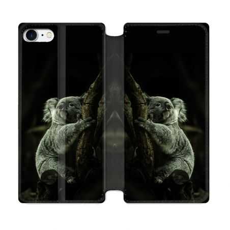 Housse Cuir Portefeuille Pour Iphone 7 / 8 / SE (2020 / 2022) Animal Koala Noir