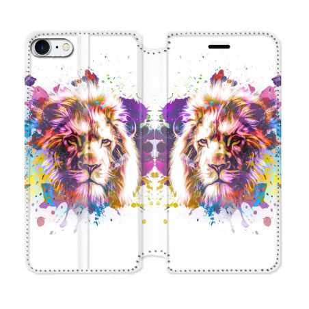 Housse Cuir Portefeuille Pour Iphone 7 / 8 / SE (2020 / 2022) Animal Lion Tag