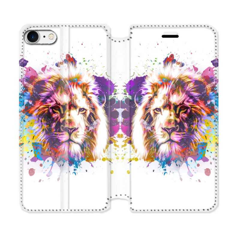 Housse Cuir Portefeuille Pour Iphone 7 / 8 / SE (2020 / 2022) Animal Lion Tag