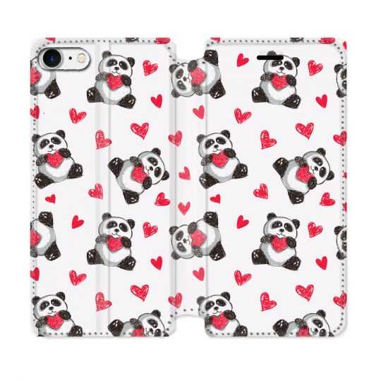 Housse Cuir Portefeuille Pour Iphone 7 / 8 / SE (2020 / 2022) Animal Panda Cœur