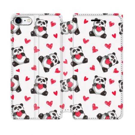 Housse Cuir Portefeuille Pour Iphone 7 / 8 / SE (2020 / 2022) Animal Panda Cœur