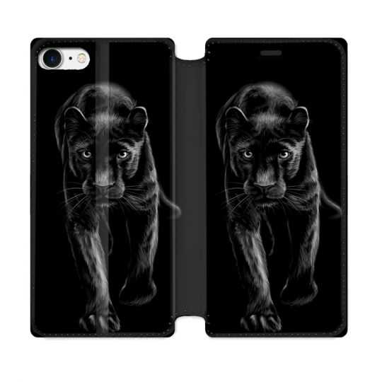 Housse Cuir Portefeuille Pour Iphone 7 / 8 / SE (2020 / 2022) Animal Panthère Noire