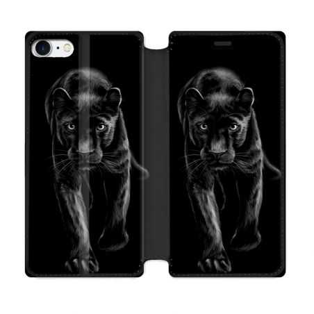 Housse Cuir Portefeuille Pour Iphone 7 / 8 / SE (2020 / 2022) Animal Panthère Noire