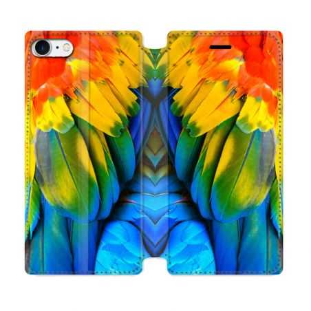 Housse Cuir Portefeuille Pour Iphone 7 / 8 / SE (2020 / 2022) Animal Perroquet Plume