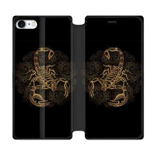 Housse Cuir Portefeuille Pour Iphone 7 / 8 / SE (2020 / 2022) Animal Scorpion Fresque