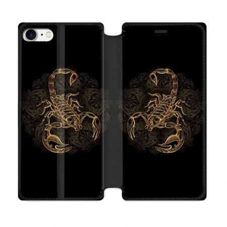 Housse Cuir Portefeuille Pour Iphone 7 / 8 / SE (2020 / 2022) Animal Scorpion Fresque