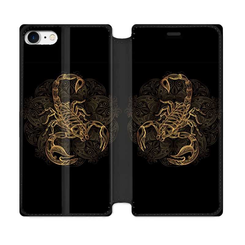 Housse Cuir Portefeuille Pour Iphone 7 / 8 / SE (2020 / 2022) Animal Scorpion Fresque