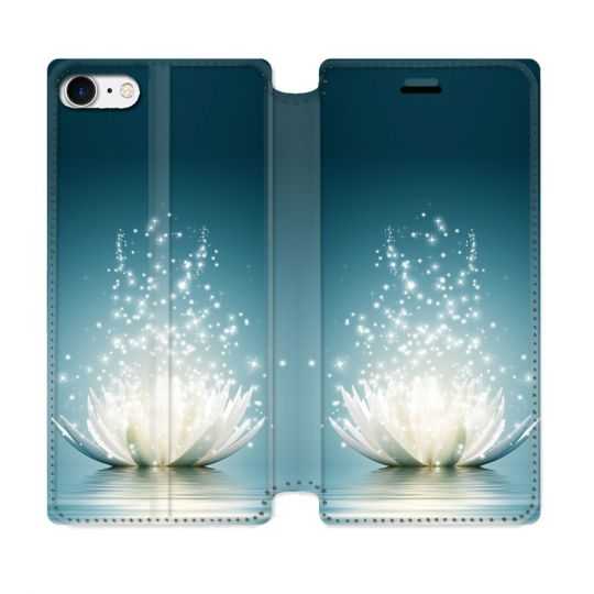 Housse Cuir Portefeuille Pour Iphone 7 / 8 / SE (2020 / 2022) Fleur Lotus Blanc