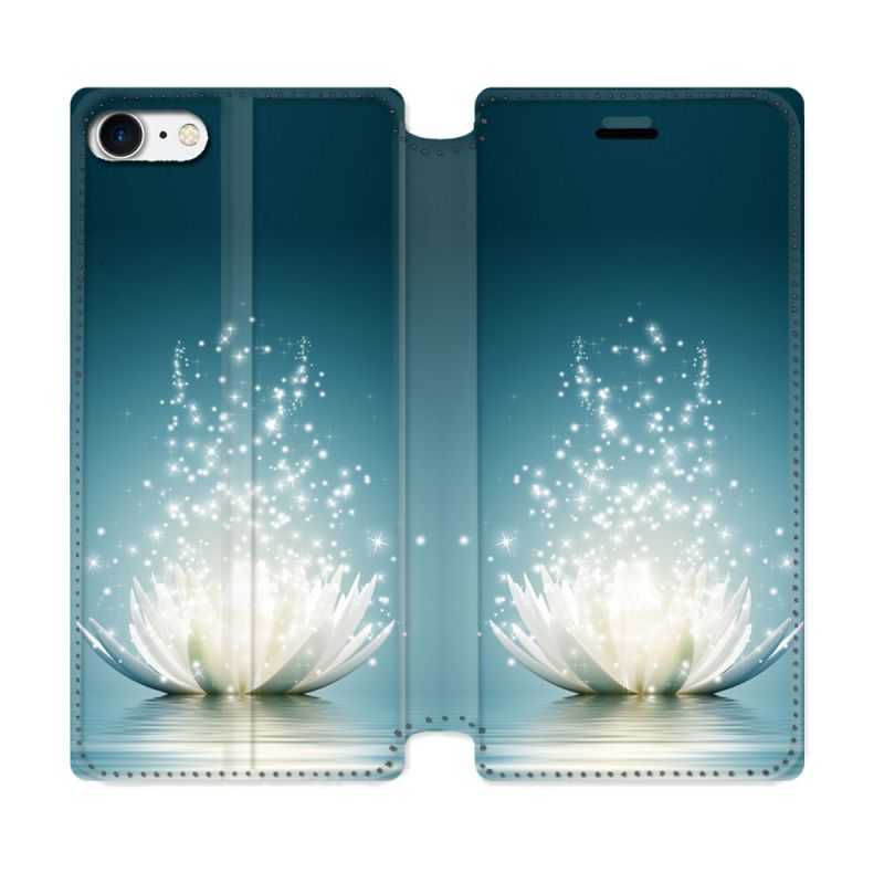 Housse Cuir Portefeuille Pour Iphone 7 / 8 / SE (2020 / 2022) Fleur Lotus Blanc